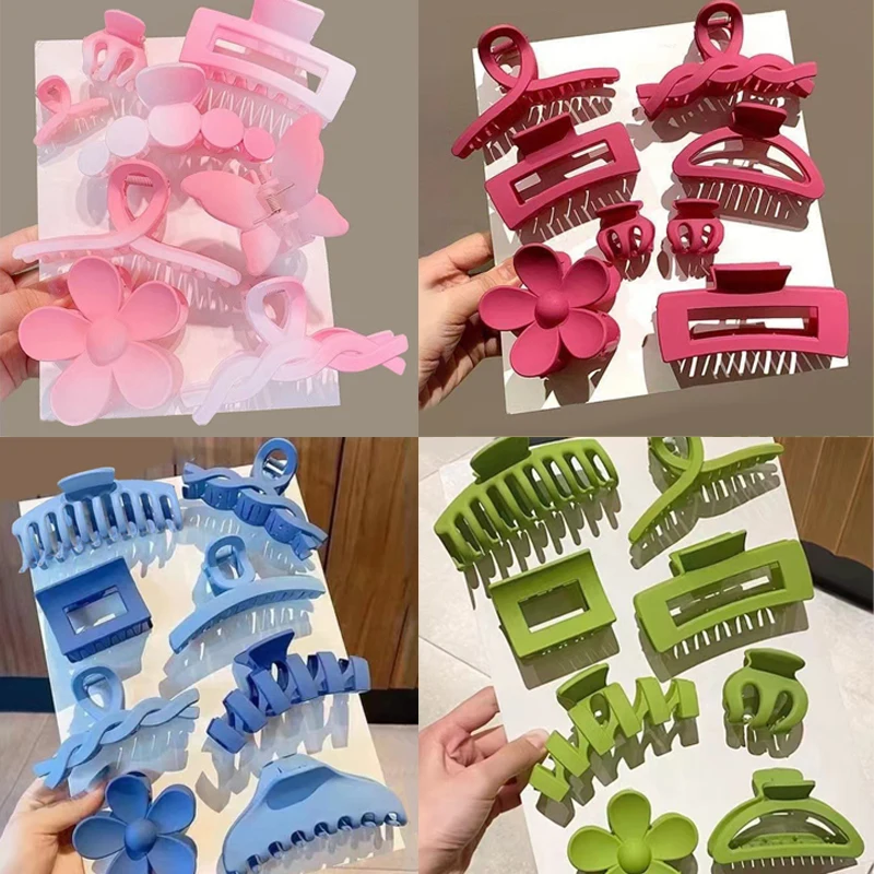 8Pcs/Set Hair Claw Clips Accessories With Multi-Styles Large Grabber Shark Clip For Thick Hair For Women Non Slip