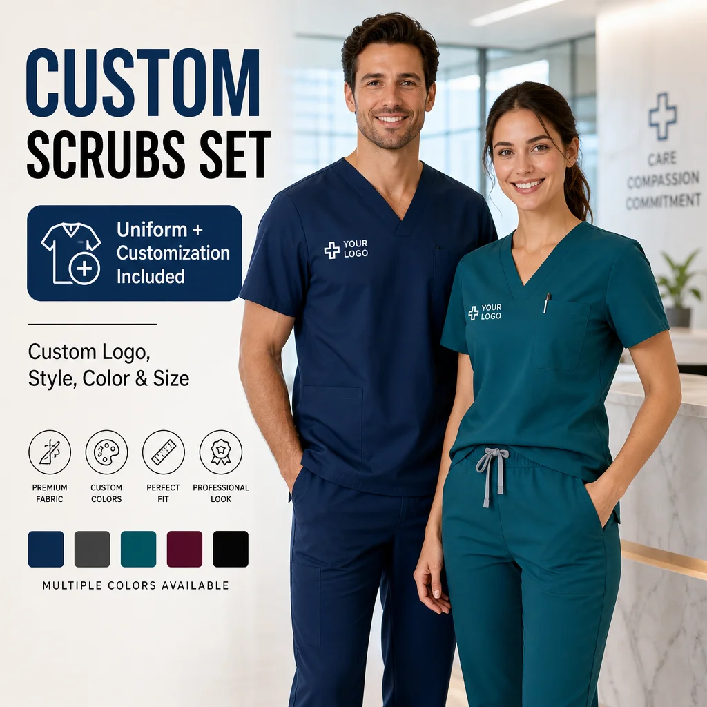 Custom Style/Colors/Sizes And Exclusive Logos Scrubs Sets Professional Custom