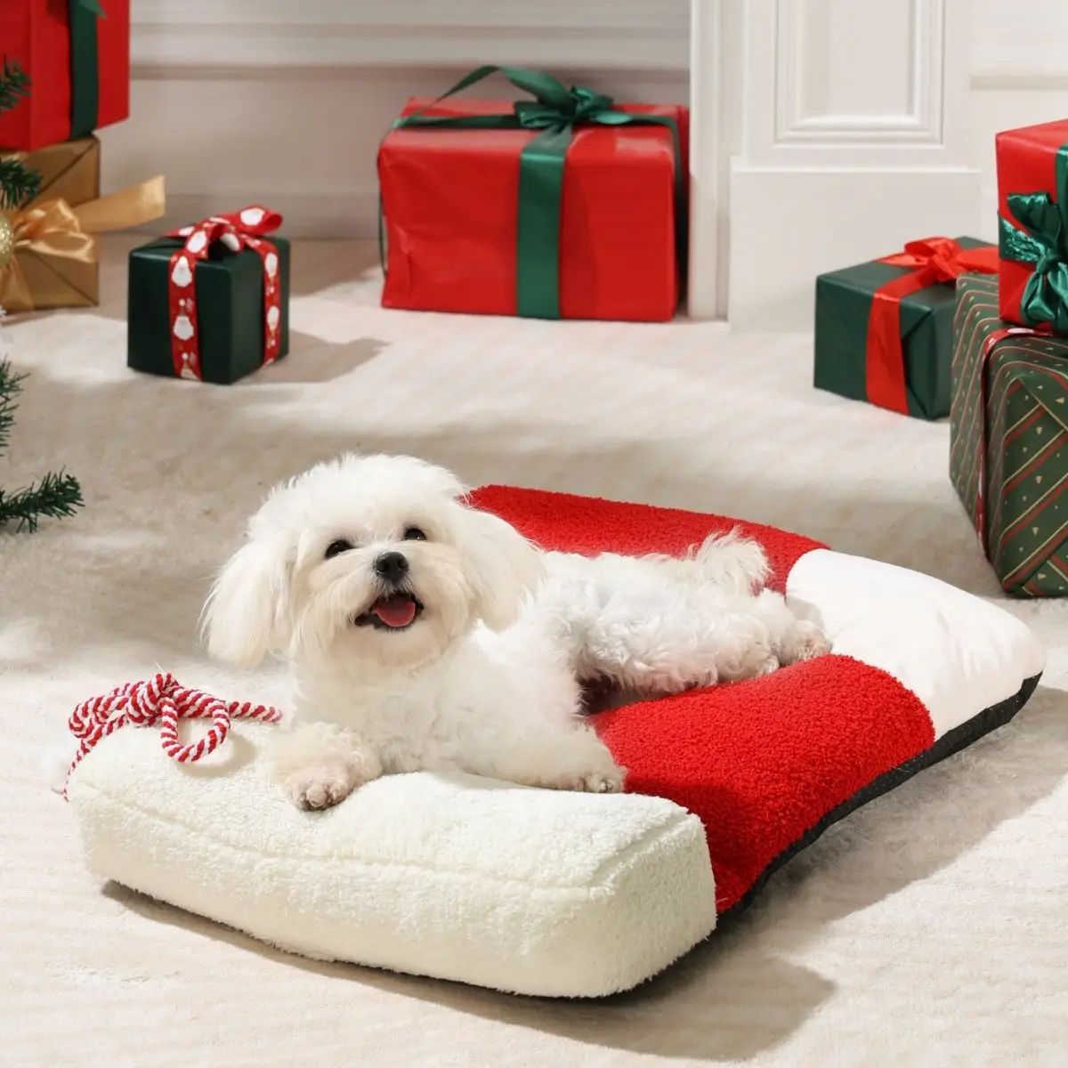

Luxury Christmas PET Dogs Cats Bed Soft Washable Bed Dog Sofa Plush Calming Comfortable Durable Puppy Indoor Home