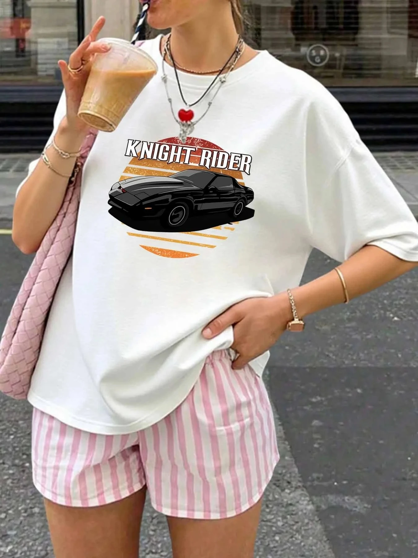 

【WY1320548】Женская футболка больших размеров с круглым вырезом и короткими рукавами, эластичными полурукавами и модными принтами