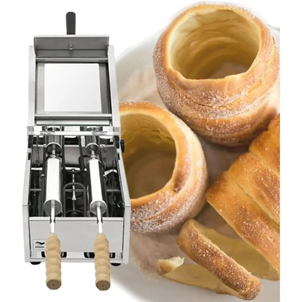 

1600W Commercial Electric Ice Cream Cone & Chimney Cake Maker, Stainless Steel, Ideal for Home or Business