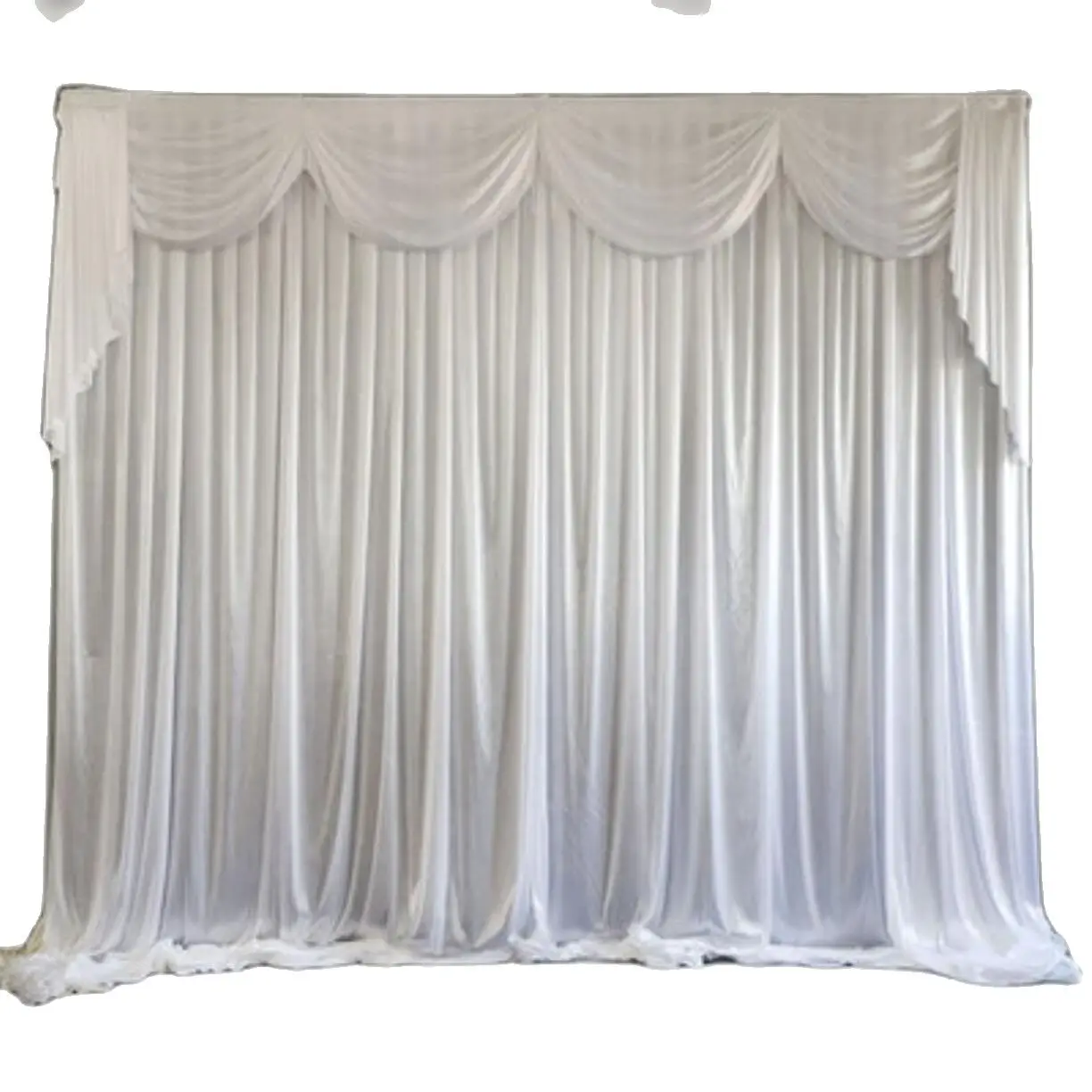 

2024 New Customzied Size 3x3m White Ice Silk Backdrop Curtain Wedding Stage Background For Event Party Decoration