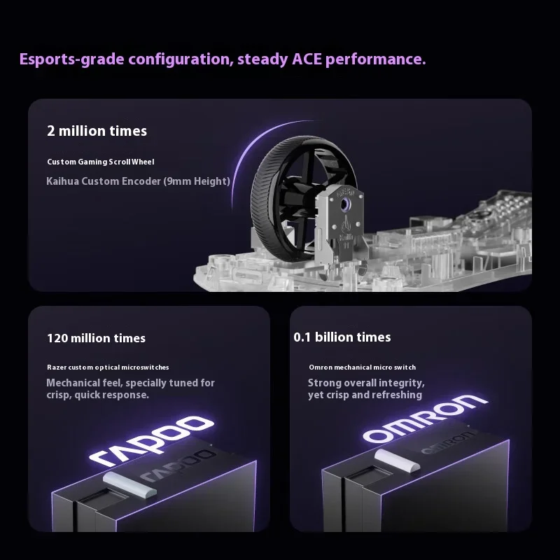 2025 جديد RAPOO VT9 Gen2 ماوس لاسلكي مزدوج 8K PAW3950 Nordic54 ماوس ألعاب حل أداء فائق القوة 53 جرام خفيف الوزن #3