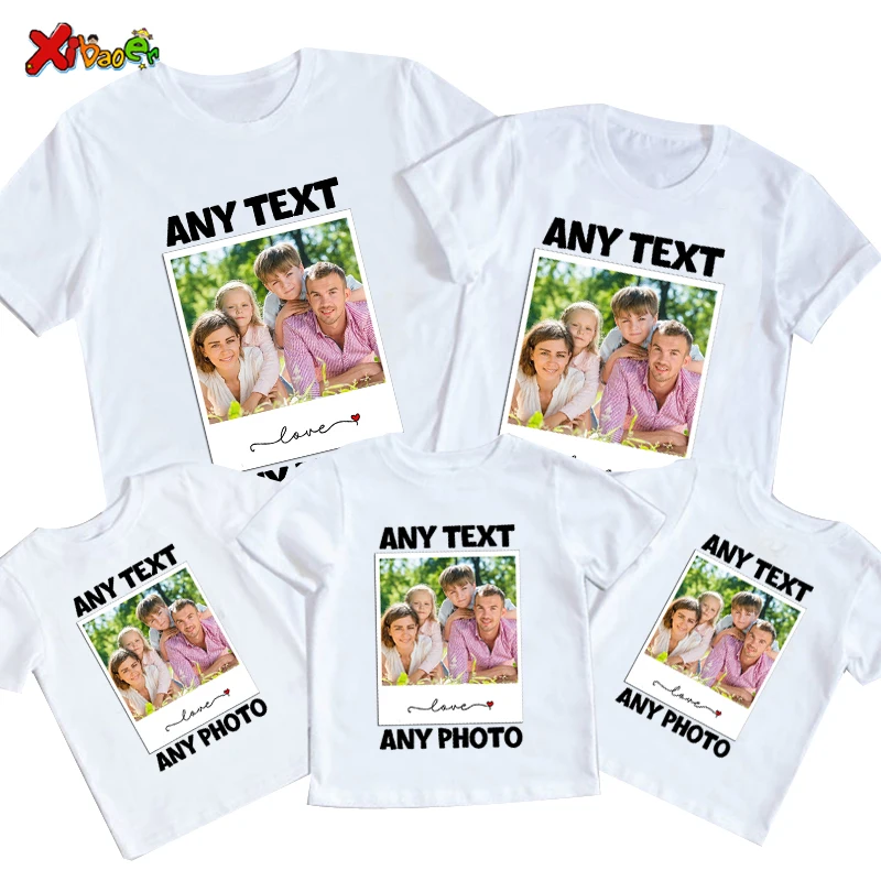 family t shirt custom photo text logo Customized Shirt kids tees Baby birthday t shirt Design T-shirts Boy Girls children white