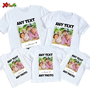 Custom Family Photo and Text T-Shirt for Kids 2 Family T-Shirt Custom Photo Text Logo Customized Shirt Kids Tees Baby Birthday T-Shirt Design T-Shirts Boy Girls Children White 2