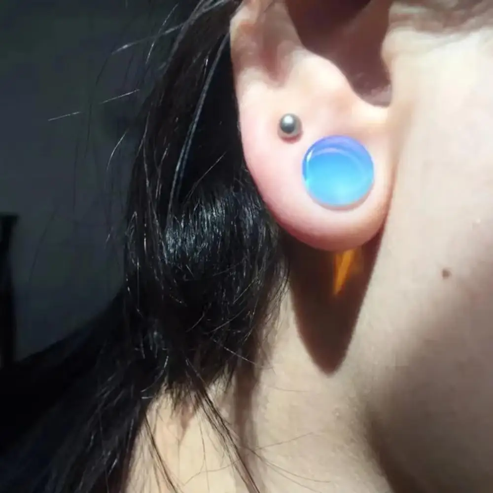 1Pair Double Flared Ear Plugs Tunnels Translucent Opal Stone Piercing Stretcher 6mm-16mm Sizes Opalite Body Jewelry For Women