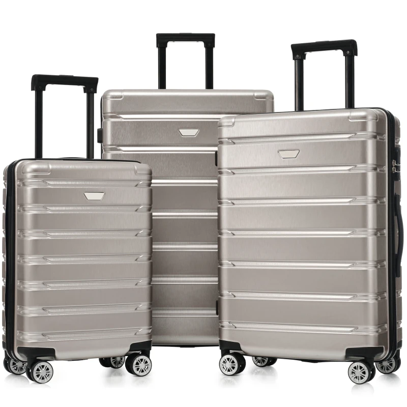 Set 3 Piece Durable ABS PC Travel Suitcase With Spinner Wheels For Men Women