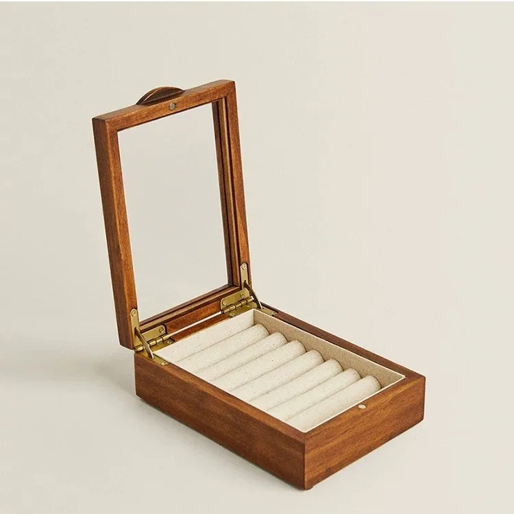 

Шкатулка для драгоценностей Деревянная шкатулка для хранения из цельного дерева Винтажная шкатулка для драгоценностей Льняное кольцо Пыленепроницаемое