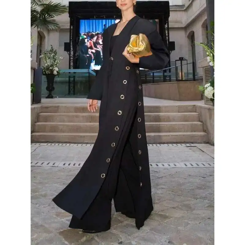 

BabYoung женская длинная верхняя одежда, топы 2024, осень-зима, полые стримеры с разрезом, женский длинный плащ Traf, INS Y2k Style