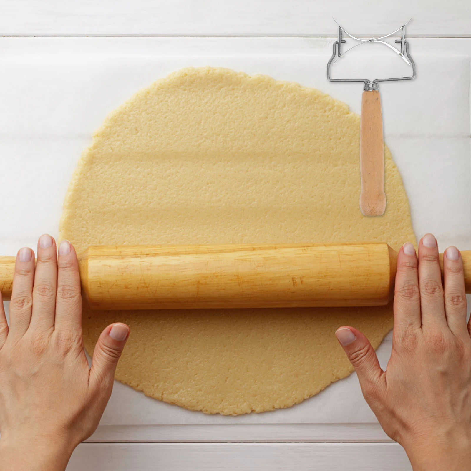 

Stainless Steel Skin Wooden Handle Non-Stick Wrapper Cutter Kitchen Supply Restaurant Dumpling Skin Making Tool Household