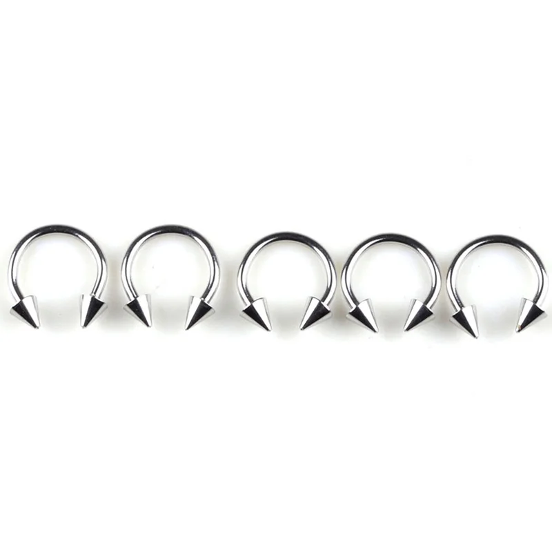 10pcs Silver Tongue Ring Set, Body Piercing