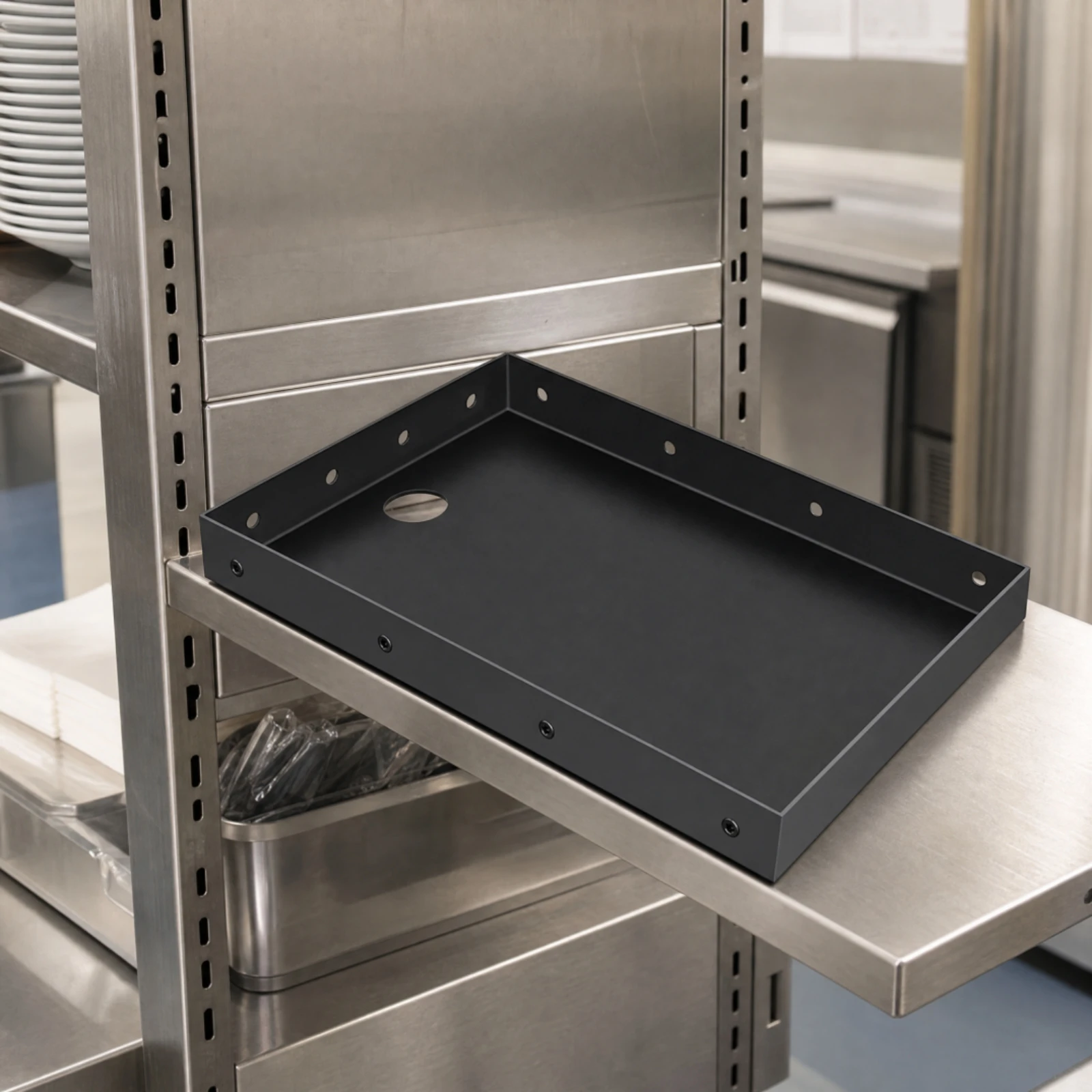 Wall Mount Printer Tray Space-Saving Printer Tray with Cable Routing Hole POS Device Holder Sturdy Compact