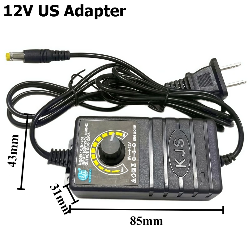 KJS-120912V/2A Adjustable Power Supply, Suitable for LCD Monitors, Mini Motors, and TV Boxes.