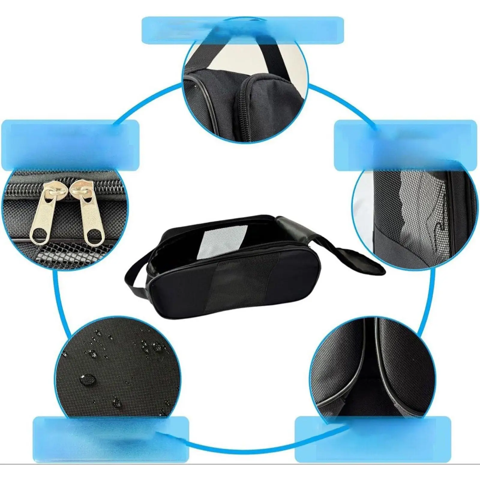 

Portable Golf Shoe Bag Mesh Pouch Sturdy with Carry Handle Accessory with Ventilation Mesh Oxford Fabric Sports Shoe Organizer