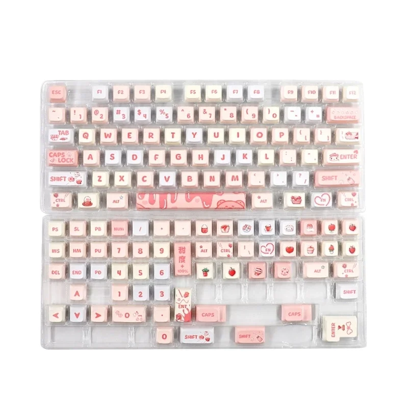 Imagem -02 - Xda Pbt Keycaps Tema Morango Cremoso para 133 Teclas Dyesublimation Keycap Conjunto para Interruptores Teclado Jogos