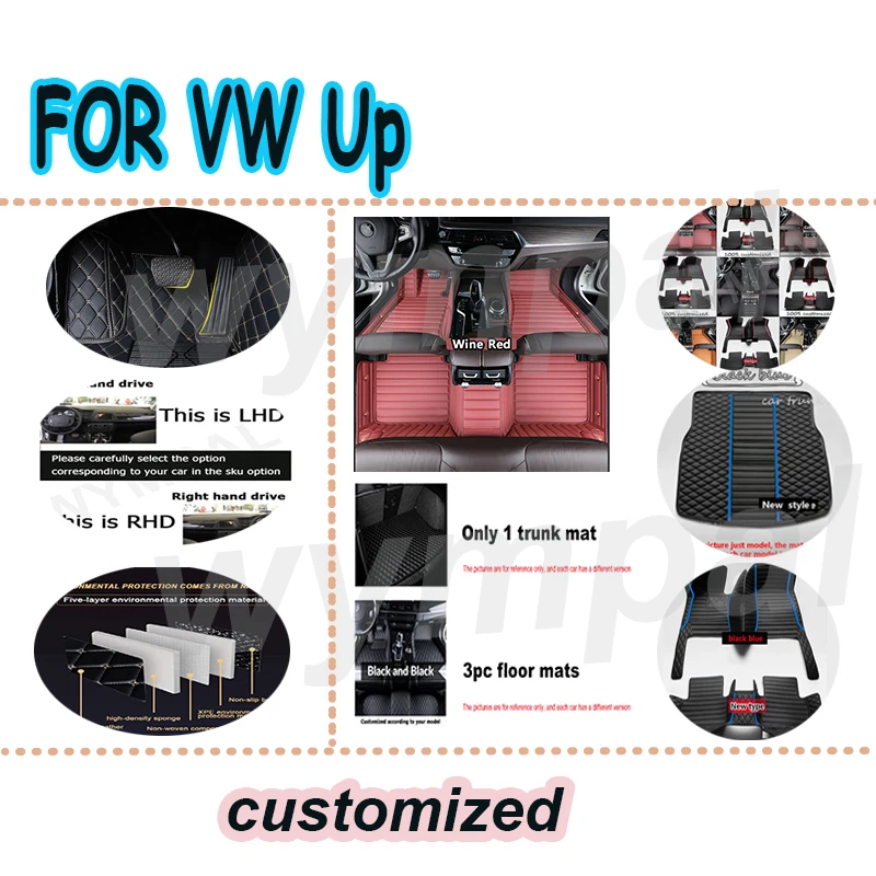 

LUXURY Car Floor Mat For VW VW Up 2012~2019 Waterproof Tapete Automotivo Para Carro Car Mats Accessoire