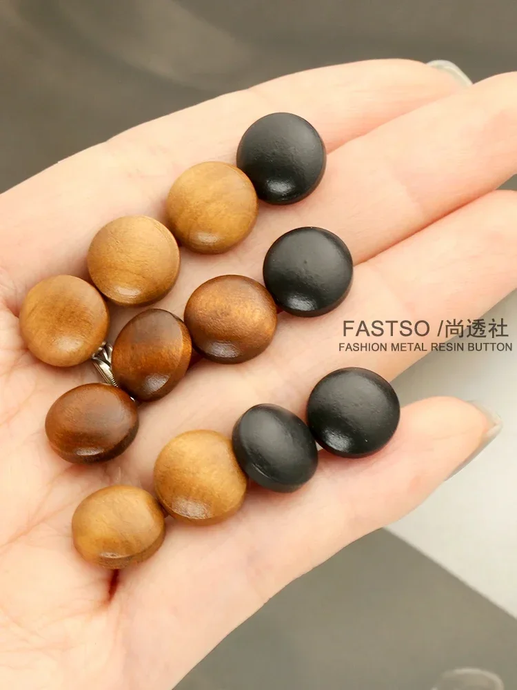 11mm Wooden Shirt Button for Clothing Shirt Cardigan Small Button Men Women Clothes Decorative Black Retro Sewing Accessories