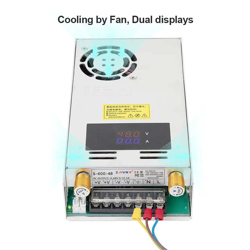 

600W Dual Digital DC Adjustable Switching Power Supply AC-DC Converter 100V 6A 120V 5A 150V 4A 200V 3A 220V 2.7A S-600