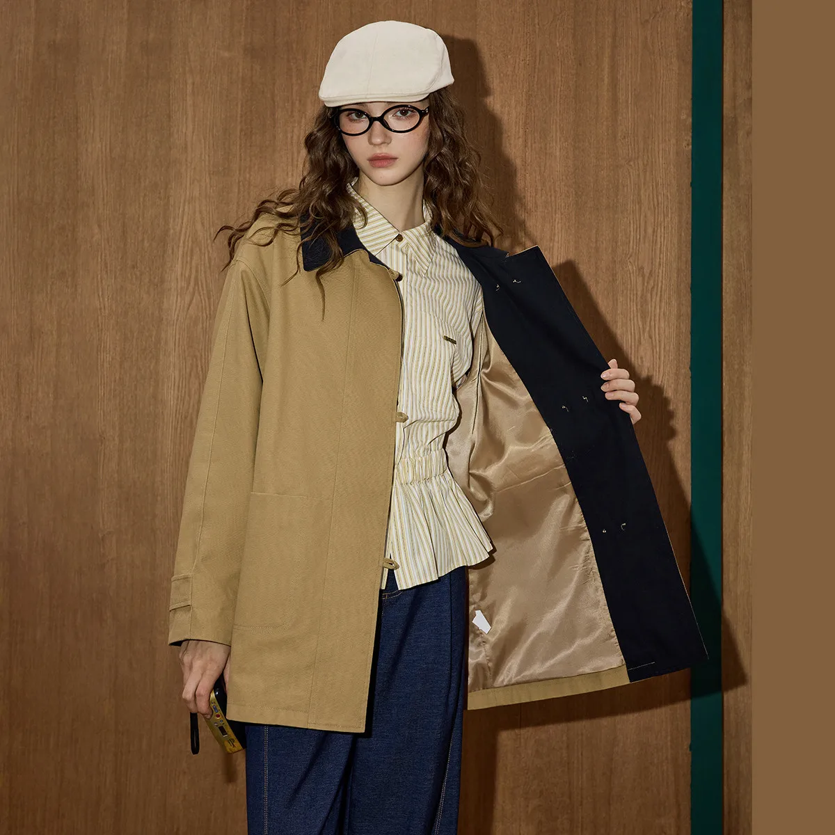 وصل حديثًا معطف واق من المطر أنيق بتصميم عتيق اللون للنساء ملابس خارجية فضفاضة وطويلة ومتعددة الاستخدامات لخريف 2025 أنيقة للتخسيس