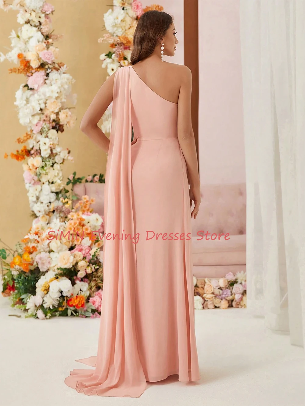 Simin Saudi Simple One-shoulder Backless Sleeveless Mermaid Floor-Length Arabia Sexy Evening Birthday Club Outfits Summer 2024