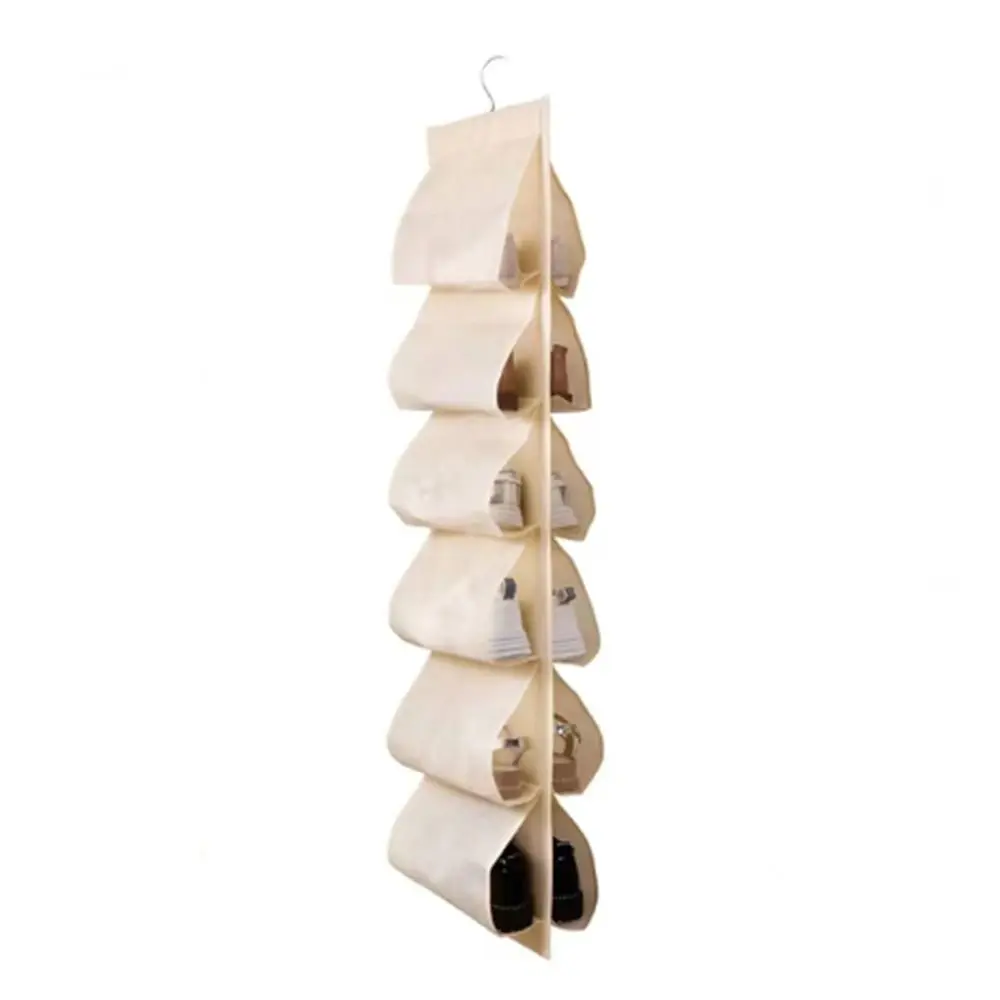 

Foldable Non-Woven Hanging Pocket Organizer Large Capacity Multilayer Hanging Shoes Bag Three-Dimensional Hanging Shoes Storage