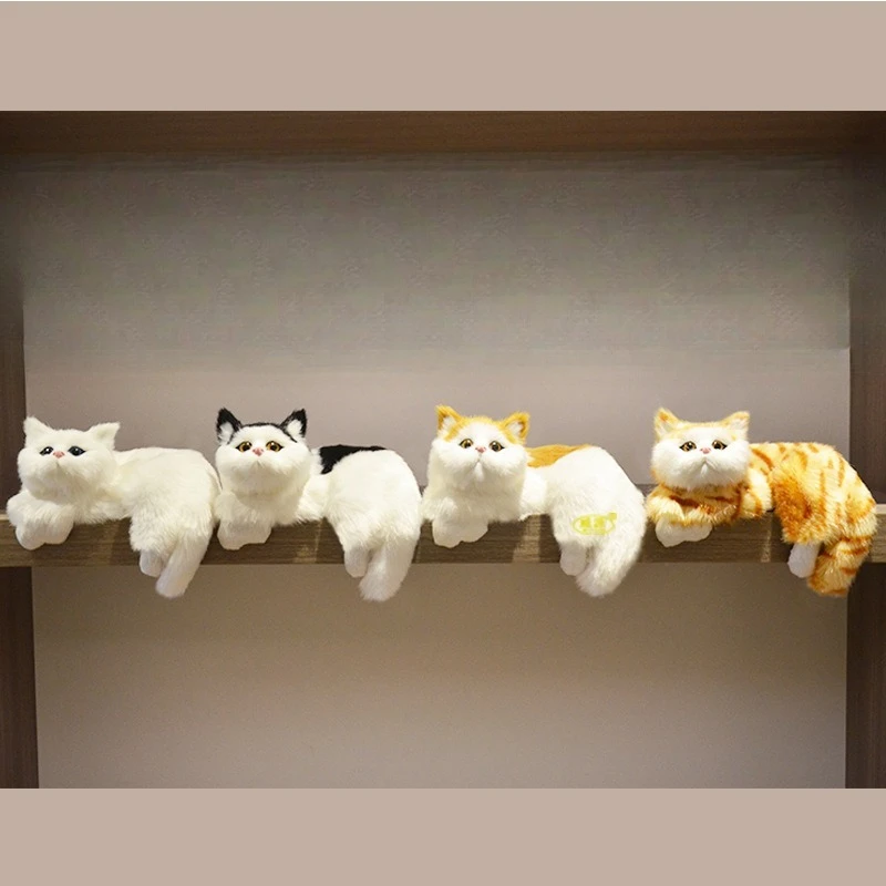 2025 Realistic Faux Fur Cat Decoration,Creative Animal Wall Hanging for Living Room TV Decor,Lifelike Home Decoration Craft Gift