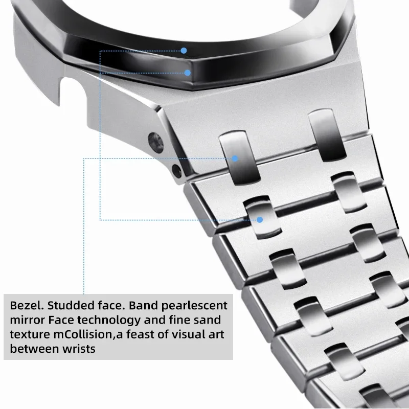 Luxus polieren metall mod kit für ga 2100 GA-2110 GA-B2100 edelstahl armband silber lünette armband uhr zubehör