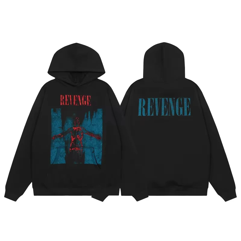 2024 Autumn Winter New Revenge Hoodies Character Doodle Print Street Young Men Women Fallow Cashmere Warm REVENGE Sweatshirts