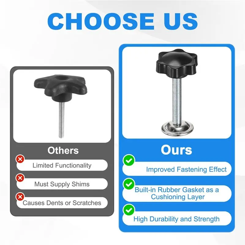 AB13-2-Pack M8x35mm Star Hand Screws With Rubber Pad