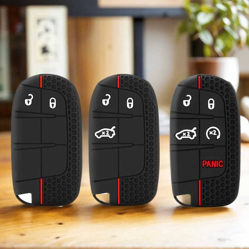 

Silicone Car Fob Shell Holder for Dodge Ram Charger Journey Durango Jeep Grand Cherokee Chrysler Keyless Car Key Cover Case