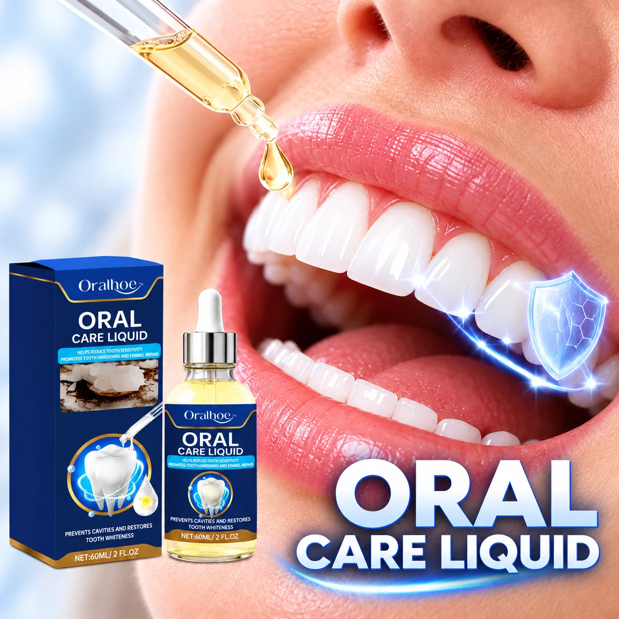 Oral Care Liquid for Teeth, Gentle Dental Cleaning Serum, Fresh Breath Tooth Care Drops, Enamel Protection Daily Oral Hygiene