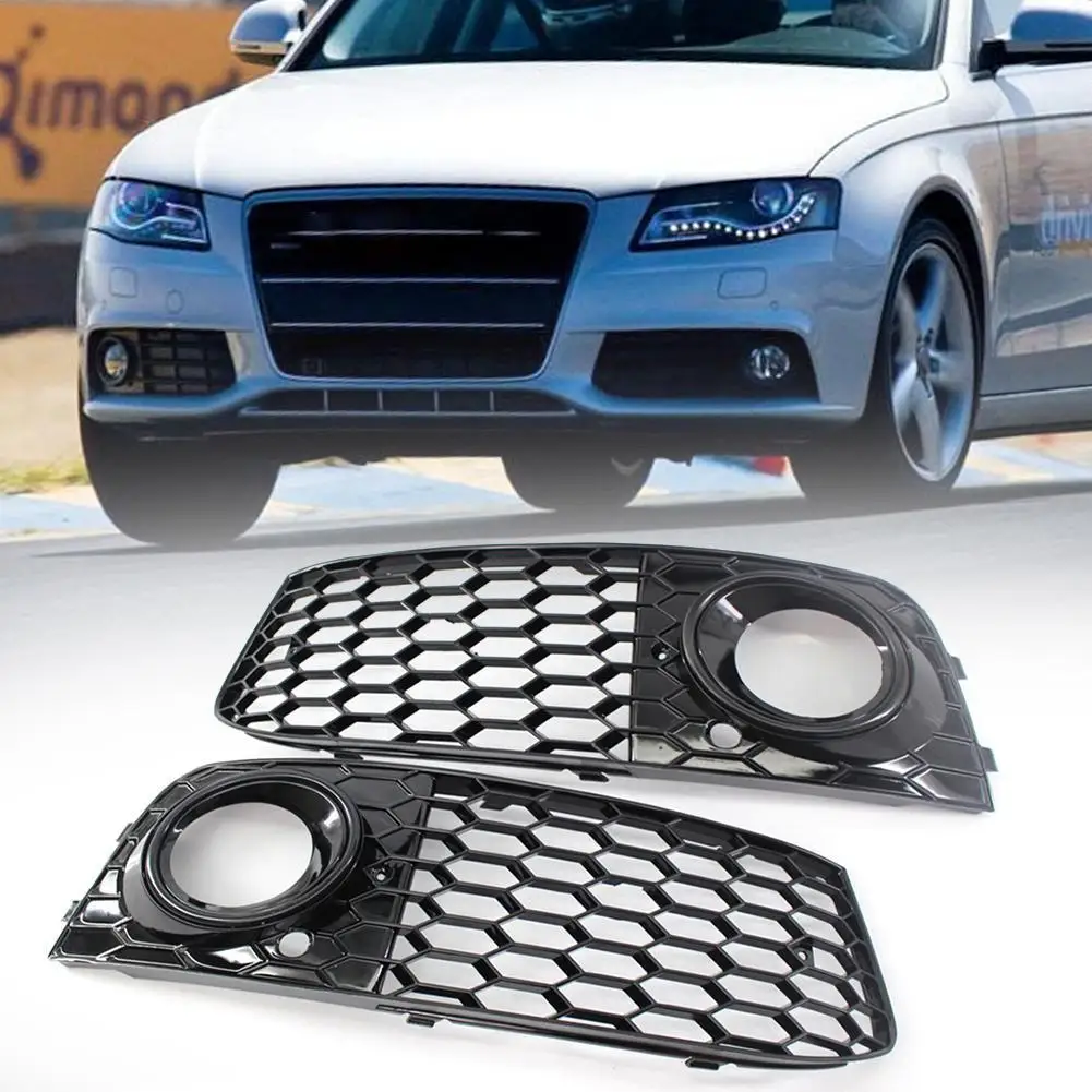 

1 Pair Front Bumper Honeycomb Mesh Grill 8KD807682 8KD807681 Honeycomb Hex Fog Lamp Cover for Audi A4 B8 2008-2012 Accessories