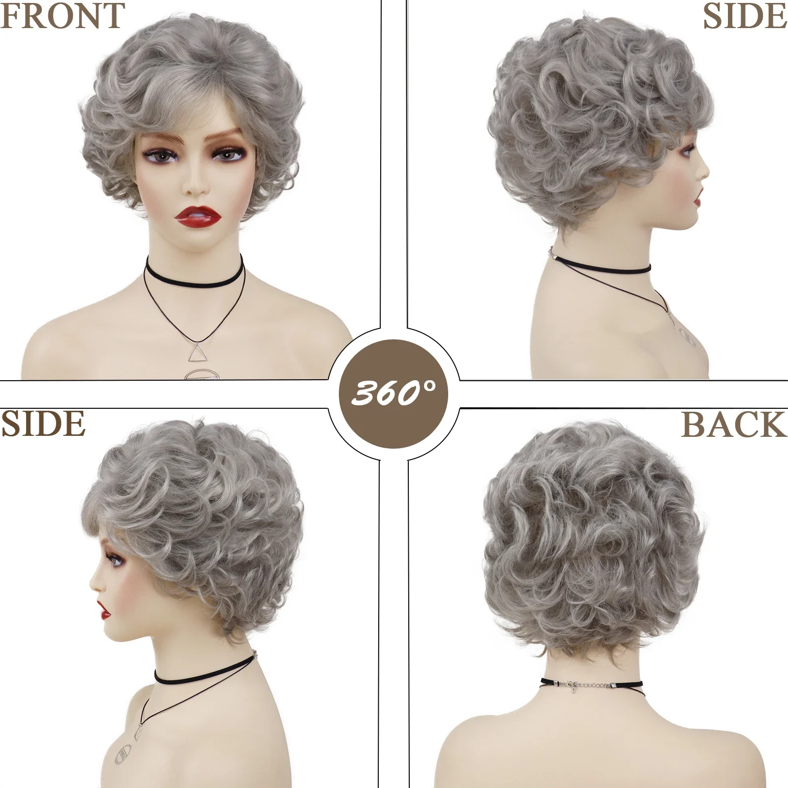 GNIMEGIL Synthetic Ombre Gray Curly Wig for Women Short Mommy Wigs Old Lady Wig 60s Dorothy Golden Girls Wig Costume Grandmother