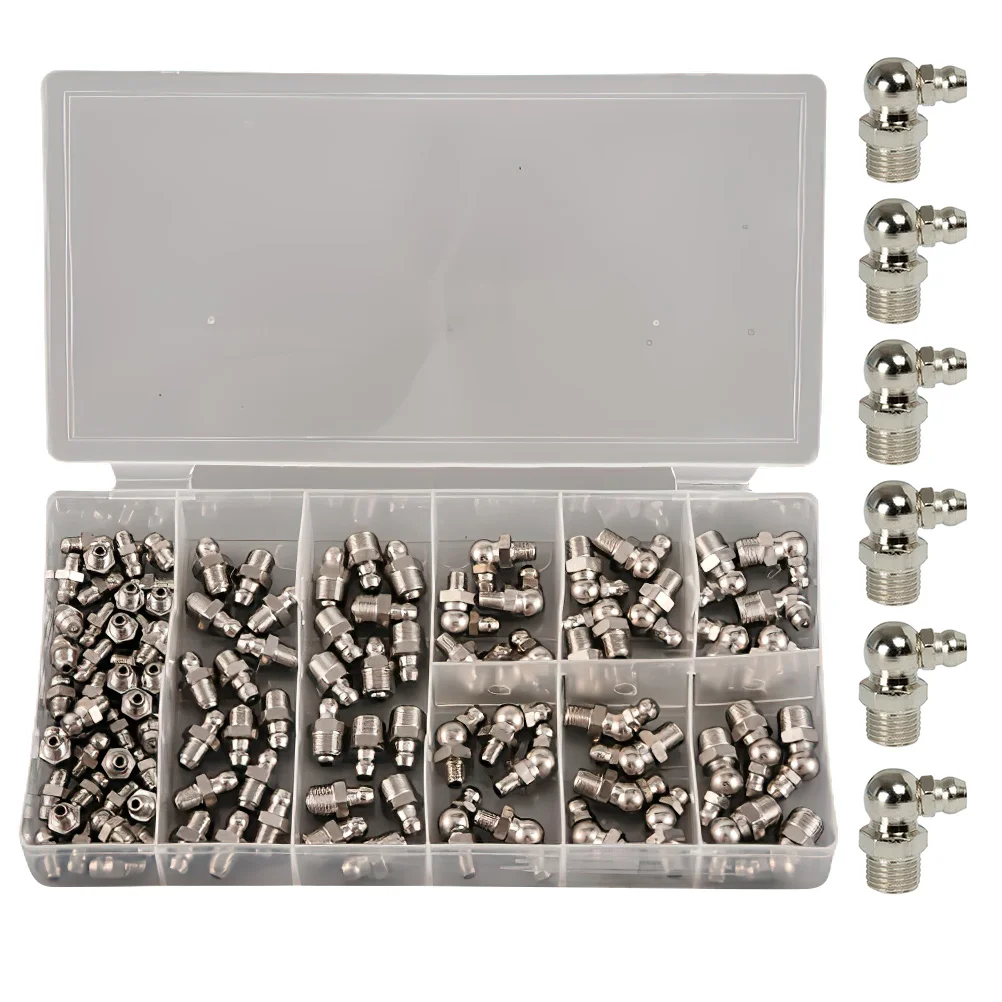 

Nickel-plated Straight and Curved Oil Nipple Grease Fitting Assortment Accessories Tip Galvanized Iron Kit