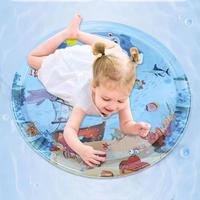 1pc 60cm/95cm/100cm Large Baby Playing Water Mat Seabed Seal Pattern PVC Inflatable Round Play Mat Cushion Kids Gift