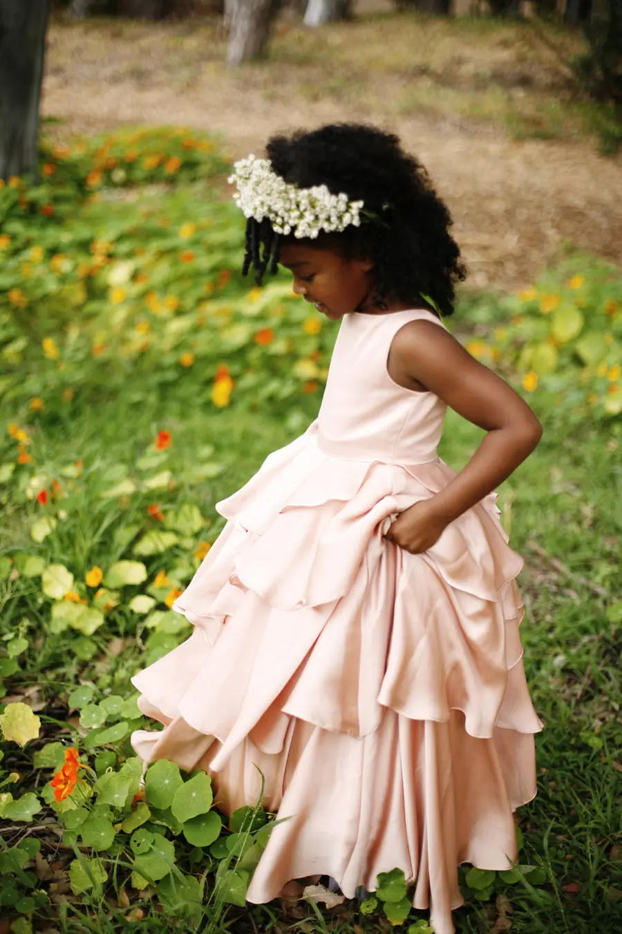 Vestidos de dama de honor de satén para niña, vestido de fiesta para boda, vestido de graduación para primera comunión, 2022