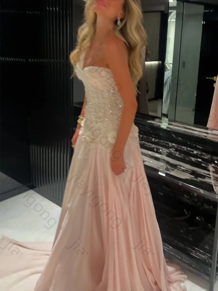 Maßgeschneiderte sexy One-Shoulder-Abendkleider aus Chiffon mit 3D-Blumen, elegantes Promi-Kleid, exquisite, hochwertige Ball- und Partykleider