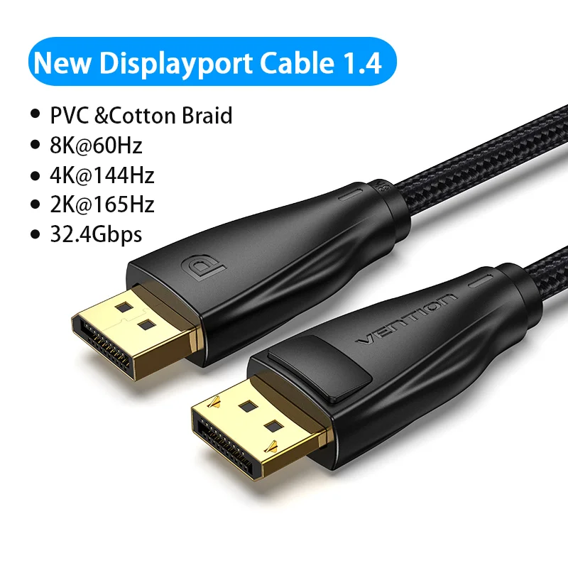Ventie DisplayPort 1.4 Kabel 8K 60Hz 4K HDR 165Hz Display Port Audiokabel voor Video PC Laptop TV Display Port 1.4 DP Kabel 1.2
