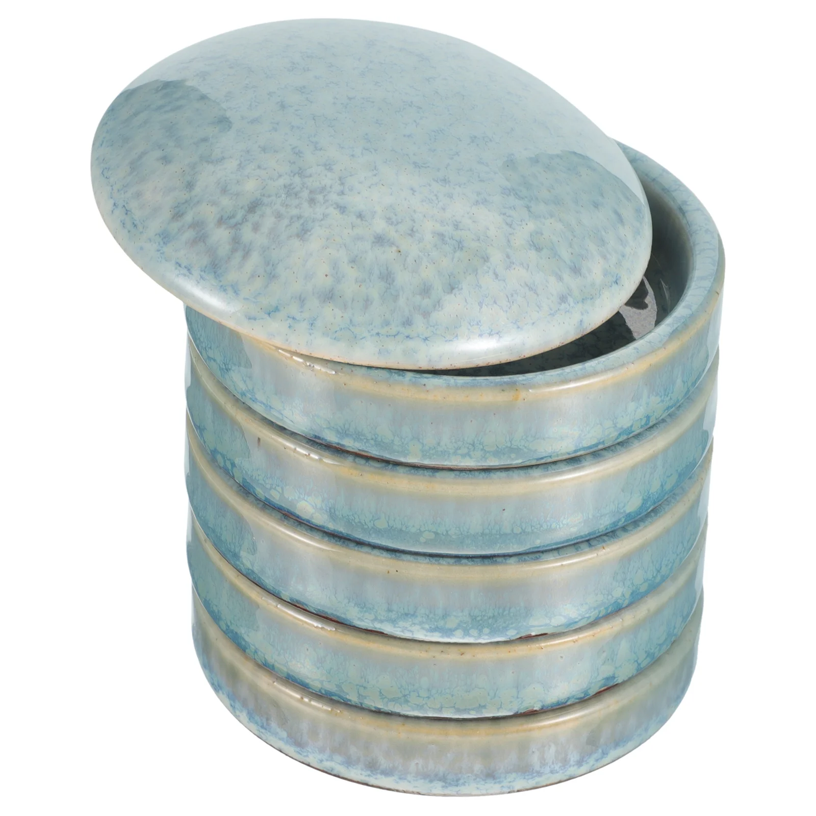 

1Set 5-Layer Stackable Ceramic Paint Palettes Practical Pigment Trays for Watercolor Gouache Acrylic Oil Painting