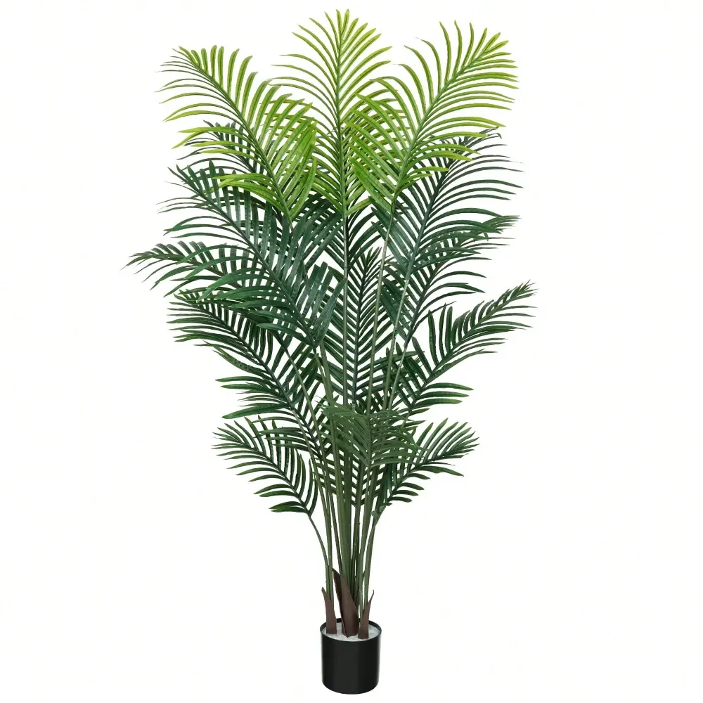 

Искусственная пальма 1,5 м в черном горшке, имитация тропической пальмы арека, напольное растение в горшке, искусственное шелковое растение