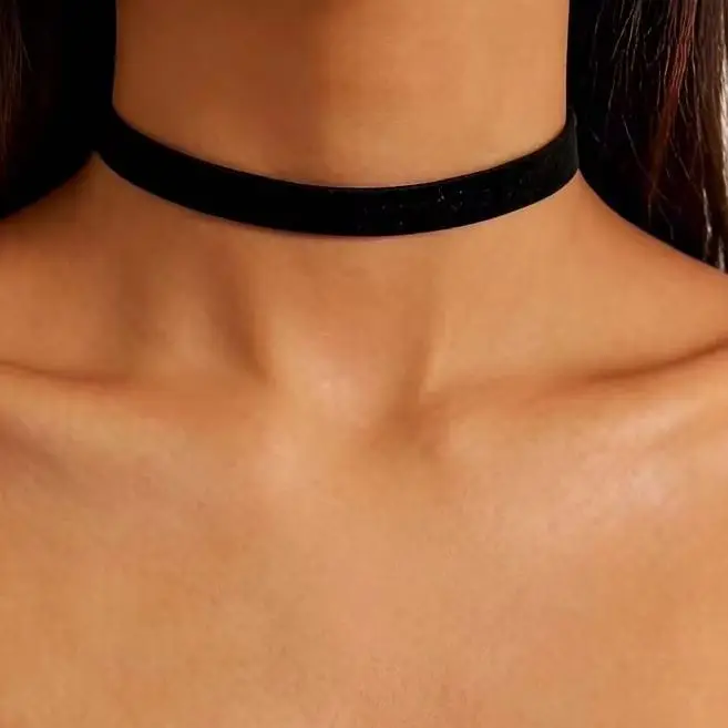 Docona Simple Black Basic Choker Elegant Unique Jewelry Women Daily Versatile Delicate Casual Exquisite Accessories Gift