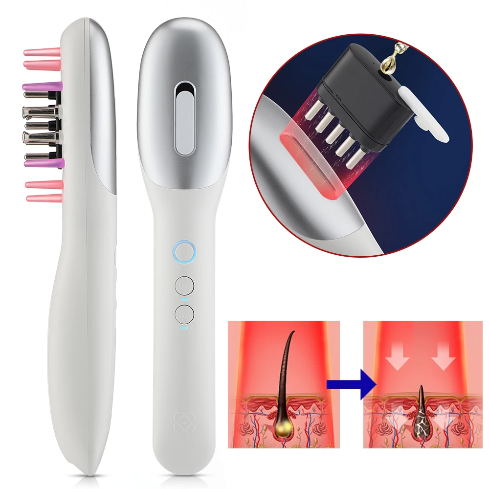 

Электрический распылитель, массажная расческа, микротоковый массажер для головы, меридиан, против выпадения волос, физиотерапия, красный и синий свет, питает кожу головы