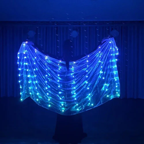 Imagen 2 del producto Velos Led de poliéster para danza del vientre, 2m x 1m, velo iluminado para danza del vientre, accesorios para danza del vientre para Festival