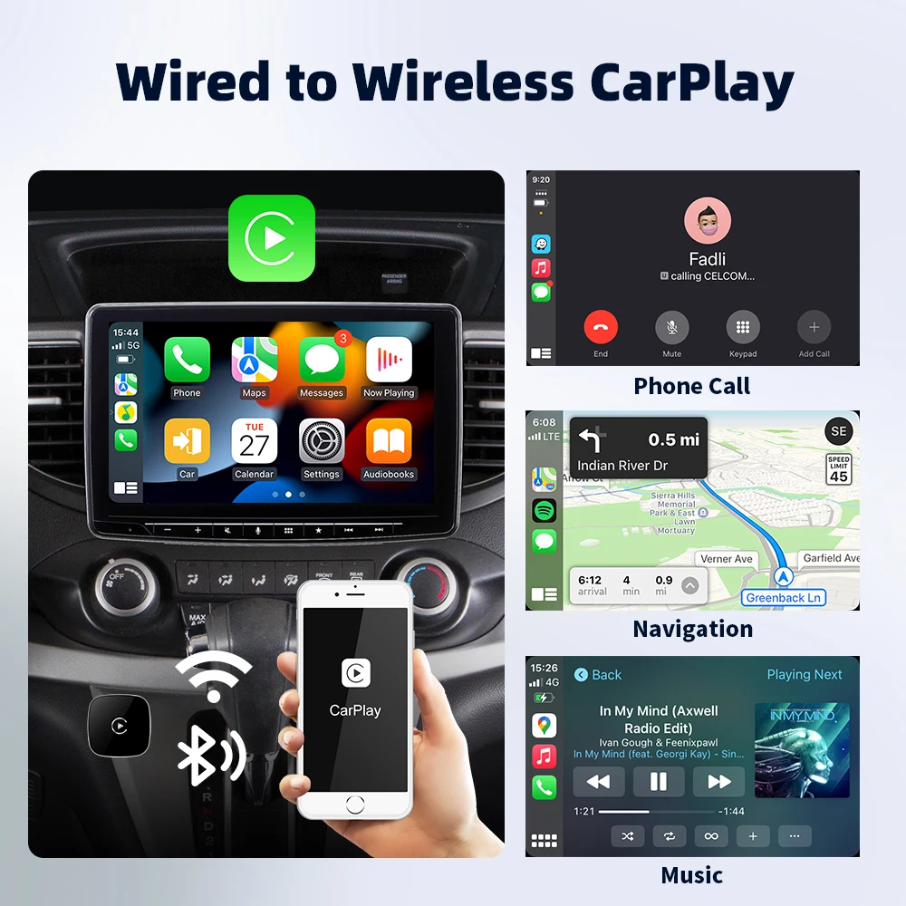 EKIY 2in1 Car Ai Box Wireless CarPlay Android Auto محول Smart Dongle التوصيل والتشغيل تحديث OTA العالمي لسيارة Carplay السلكية #3