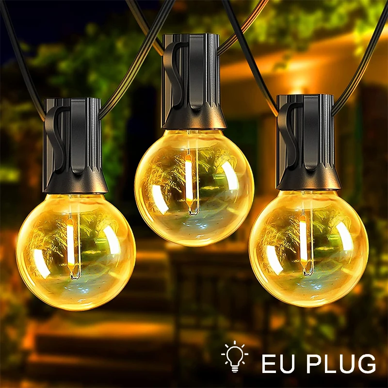 

Globe Outdoor String Lights LED EU Plug 220V G40 Patio String Lights Dimmable Shatterproof Hanging Lights Patio Lights