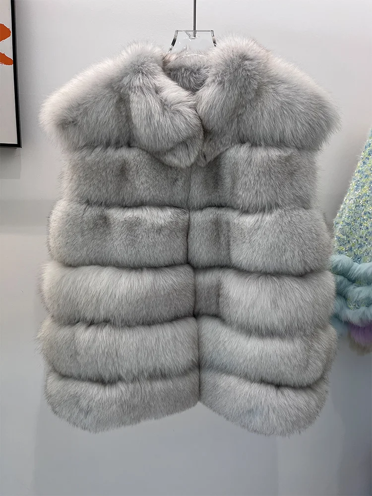 الشتاء النساء عالية الجودة الفاخرة معطف الفرو الحقيقي سترة فرو الثعلب الطبيعي سترة جلد الغنم الحقيقي معطف سميك دافئ