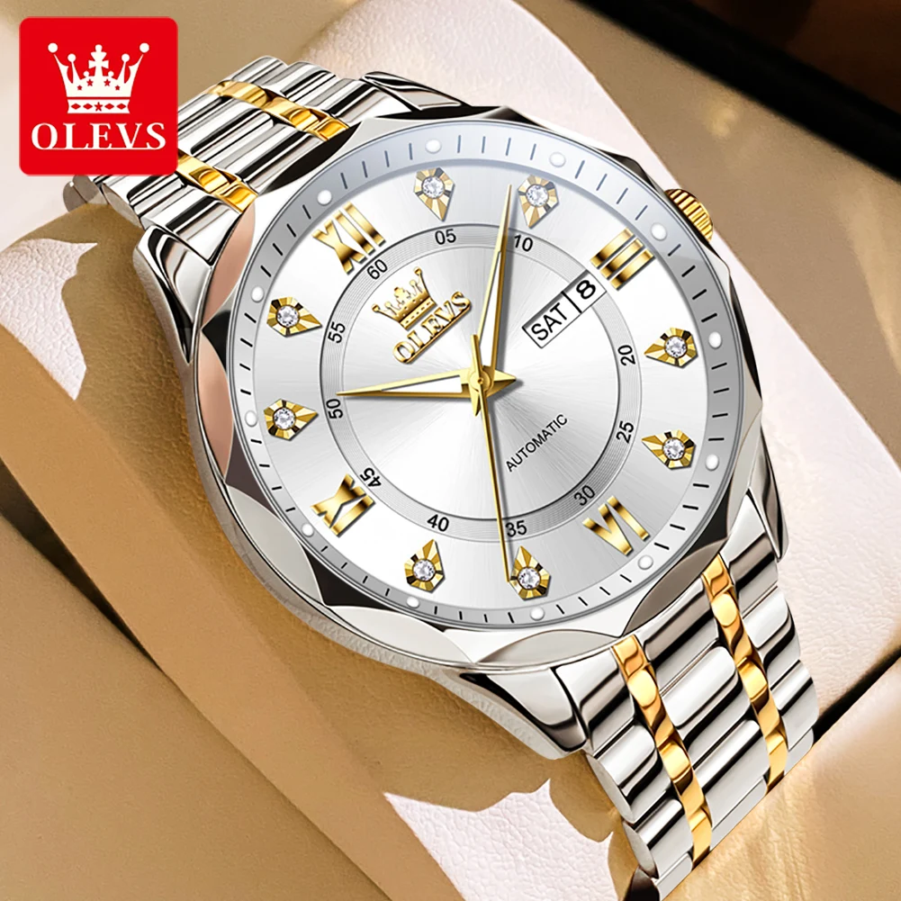 OLEVS Men's Watches 6727G Luxury Business Top Brand Original Automatic Mechanical Watch for Man Waterproof Luminous Date Week