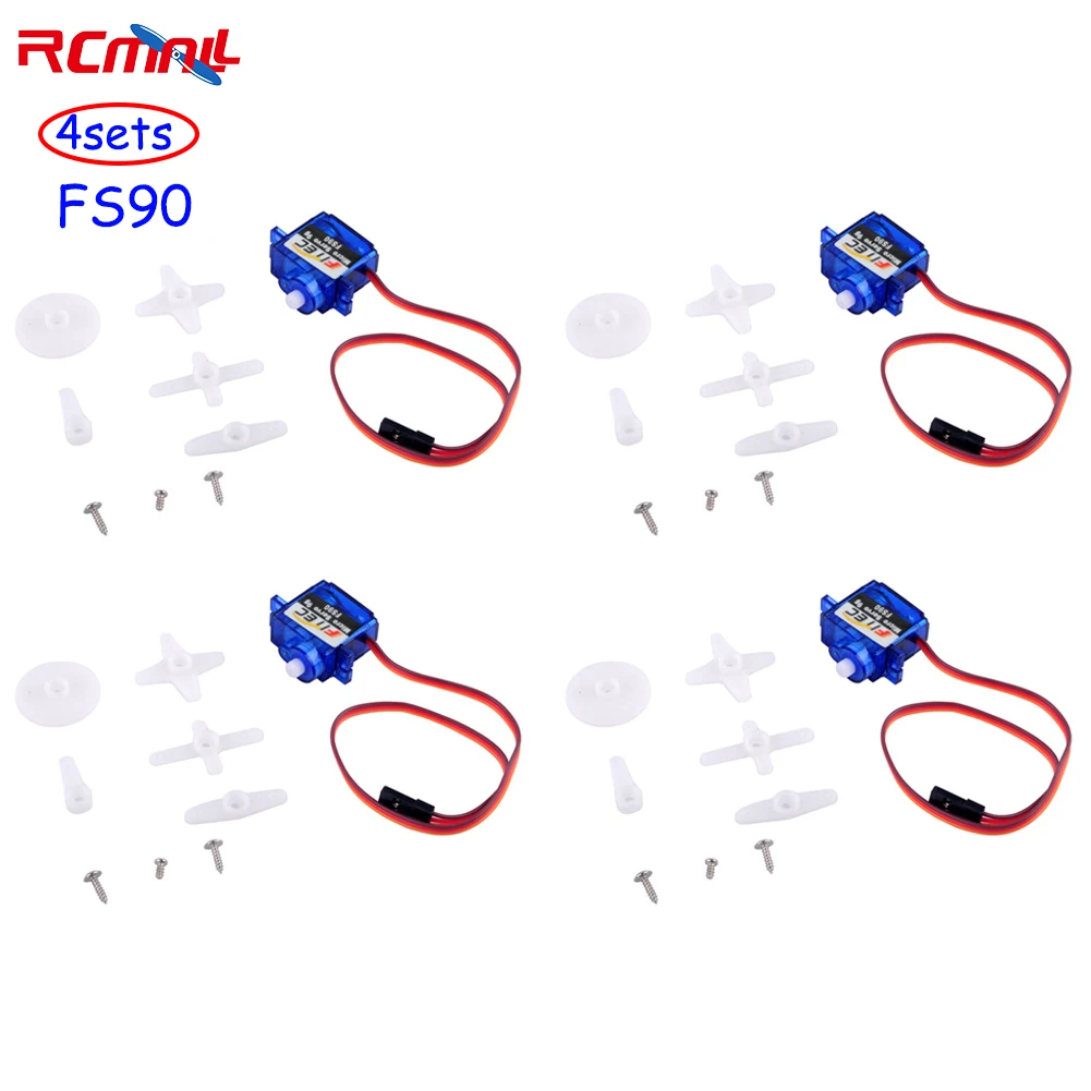 4 Sets Feetech FS90 9g Micro Servo Motor Analog 120 Degree 4.8V/6V for Arduino Raspberry Pi RC Robot Helicopter Robotic Arm