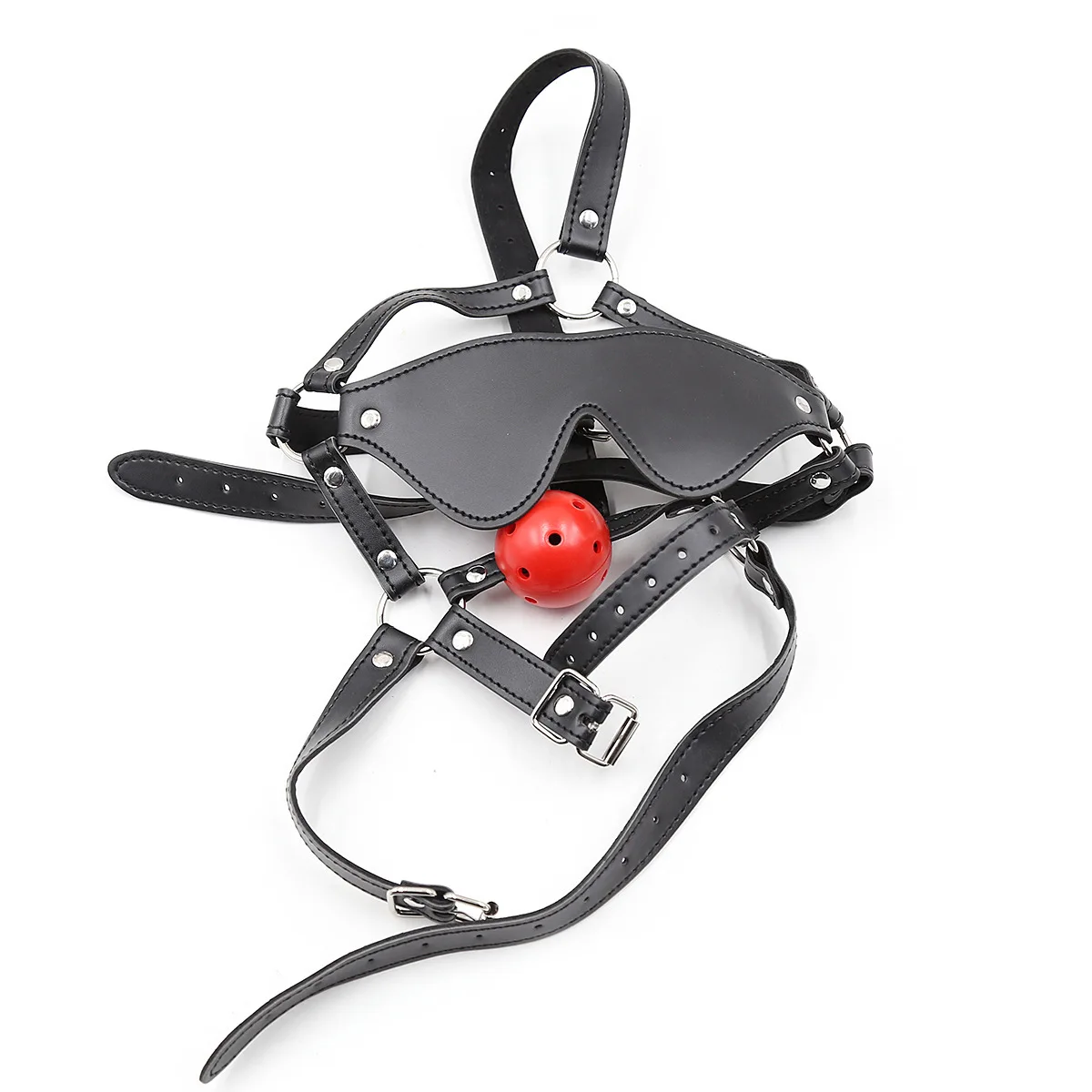 Couple Mouth Gag Eye Patch BDSM Bondage Gear Adult SM Slave Erotic Games Role Play Harness 18+ Fetish Toy Mouth Ball Eye Blinder view 4
