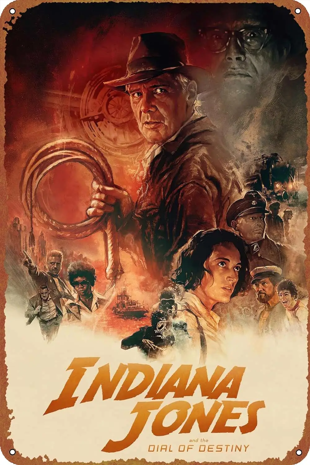 Indiana Jones and the Dial of Destiny Movie Poster Tin Sign Metal Sign Retro Wall Decor for Home Gate Garden Bars Restaurants Ca